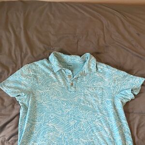 Sonoma Aqua Wave Pattern Polo Shirt